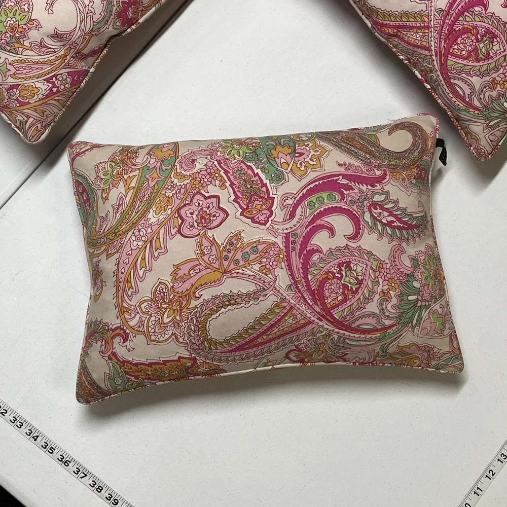Lauren Ralph Lauren Throw Pillows Pink Paisley Down Filled Set Of 3 Preppy